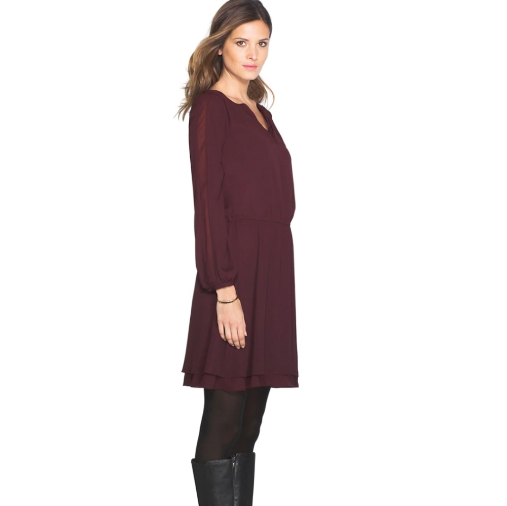 WHBM Plum Layered Skirt Dress - 6P